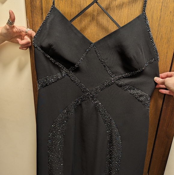 Size 14 black grad/formal gown with beading - Picture 1 of 5